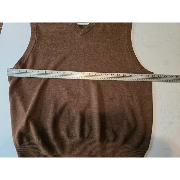 Viyella Patrick James Brown Merino Wool V-Neck Sweater Vest Size XL - Picture 3 of 6